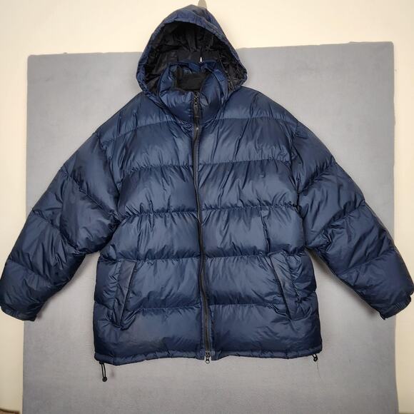 GAP Jacket Mens 2XL XXL Navy Blue Down Puffer Hooded Zip Winter Parka Vintage - Picture 1 of 14